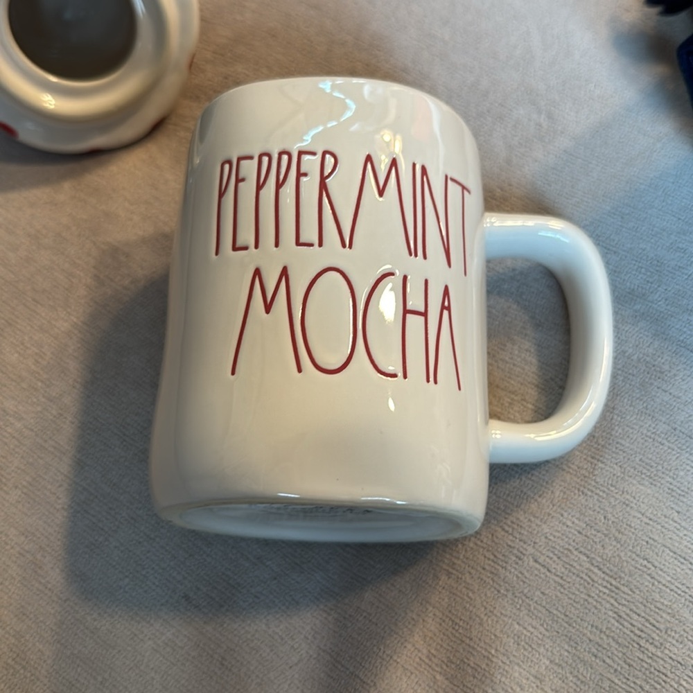 Rae Dunn "Peppermint Mocha" Ceramic Mug with Peppermint Whipped Cream Topper - Picture 6 of 8